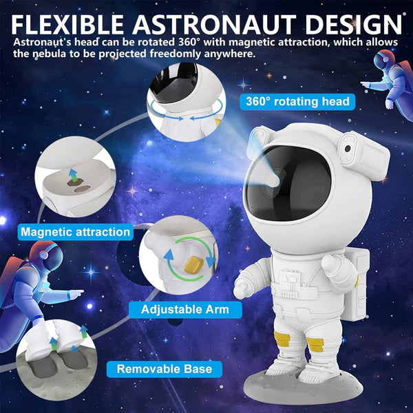Astronaut Galaxy Projector - 360 Magnetic Head Rotation, Remote Control